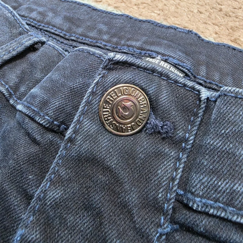 True Religion Rocco Moto Jeans Mens 36 Gray Relaxed Skinny Biker